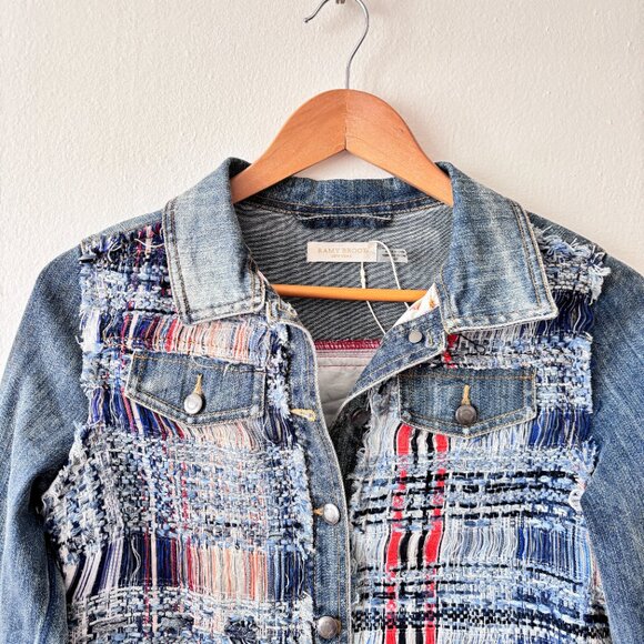 Ramy Brook Gloria Shredded Tweed Jean Jacket - Picture 4 of 7